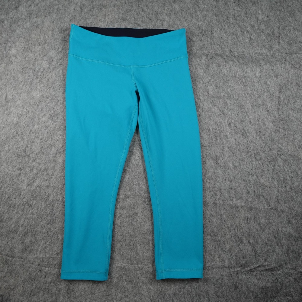 Lululemon Leggings Women 6 Blue Reversible Crop 21" Yoga Athletic Workout Gym